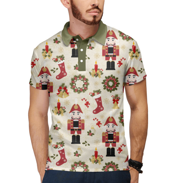 Мужское поло с изображением Щелкунчик цвета Белый