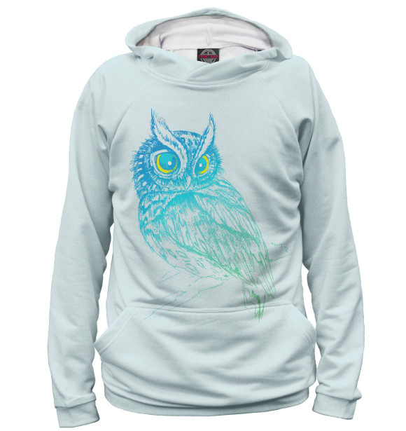 Мужское худи с изображением Сова на ветке цвета Белый