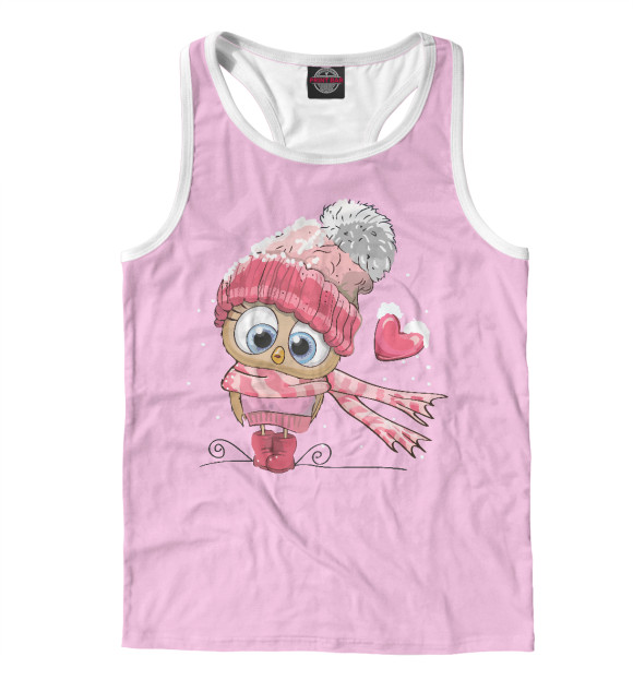 Мужская майка-борцовка с изображением Милая совушка для любимых цвета Белый