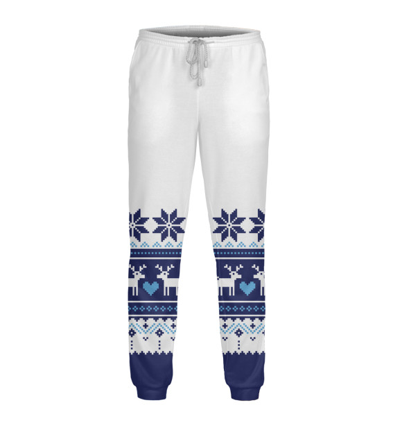 Мужские спортивные штаны с изображением Свитер С Оленями цвета Белый