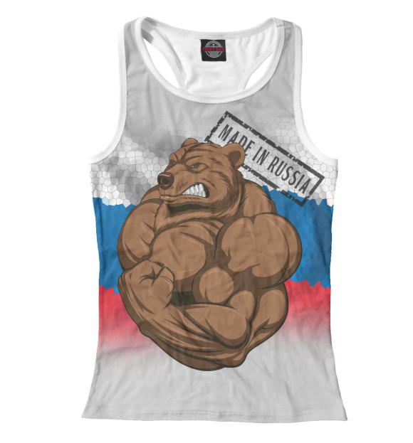 Женская майка-борцовка с изображением Медведь цвета Белый