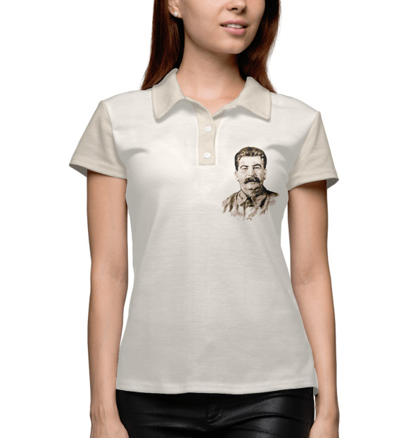 Женское поло с изображением Сталин цвета Белый