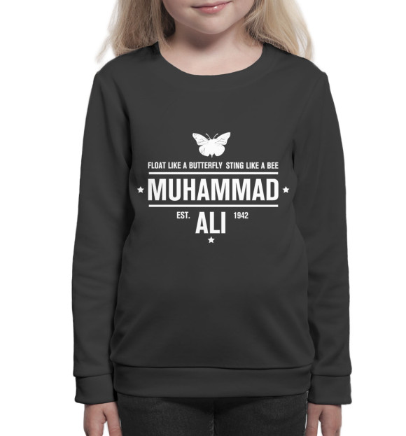 Свитшот для девочек с изображением Мухаммед Али цвета Белый