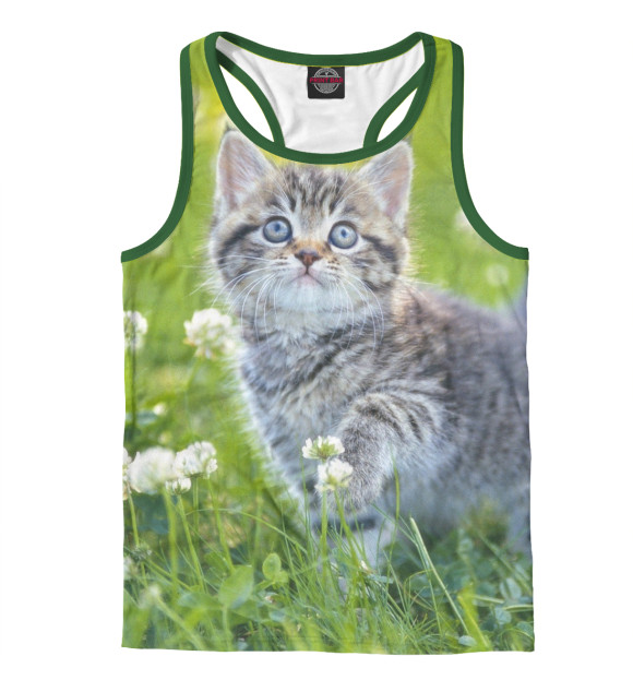 Мужская майка-борцовка с изображением Котенок цвета Белый