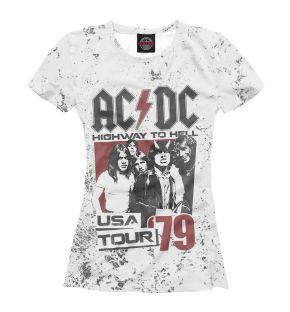 Футболка для девочек с изображением AC/DC цвета Белый