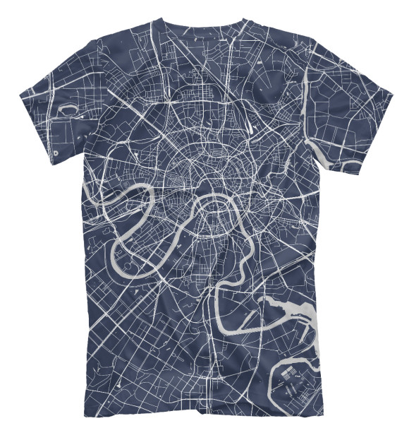 Мужская футболка с изображением Карта Москвы цвета Белый