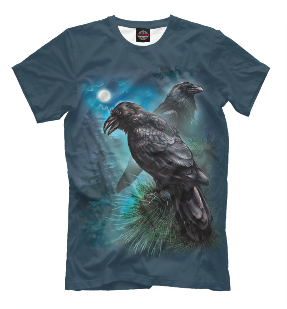 Мужская футболка с изображением Вороны цвета Серый