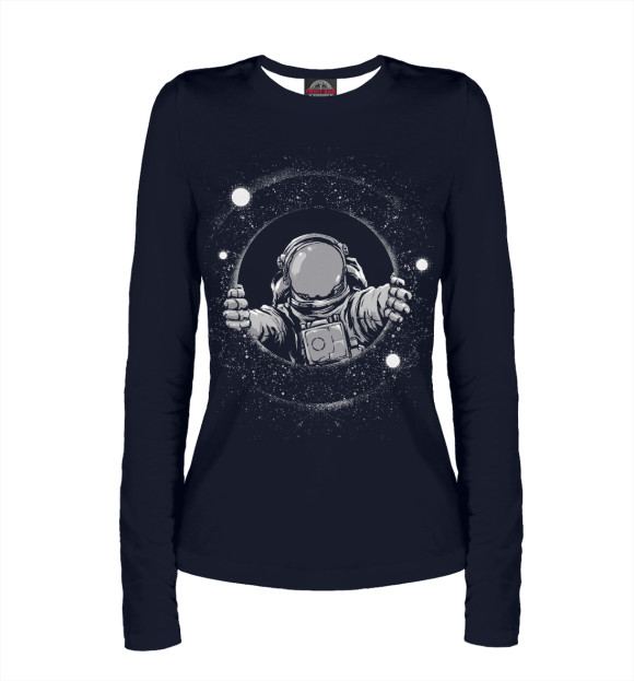 Женский лонгслив с изображением Черная дыра цвета Белый