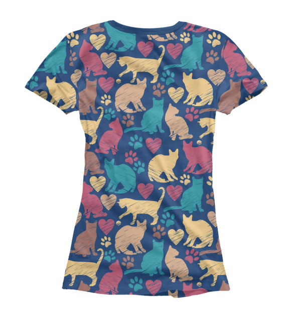 Женская футболка с изображением Love Cats Pets! цвета Белый
