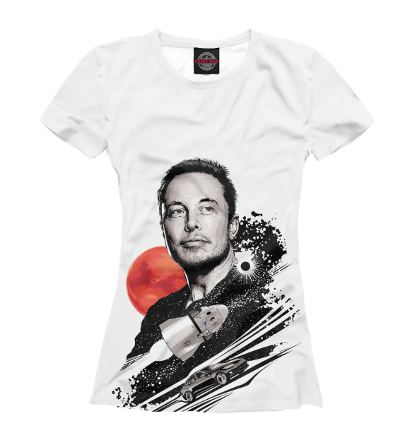 Женская футболка с изображением Илон Маск цвета Белый