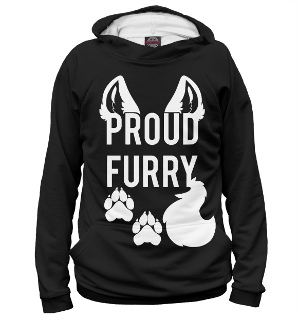 Мужское худи с изображением Proud Furry цвета Белый