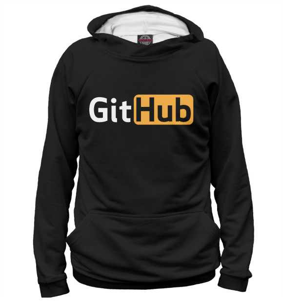 Мужское худи с изображением GitHub в стиле Pornhub для веб-разработчиков цвета Белый