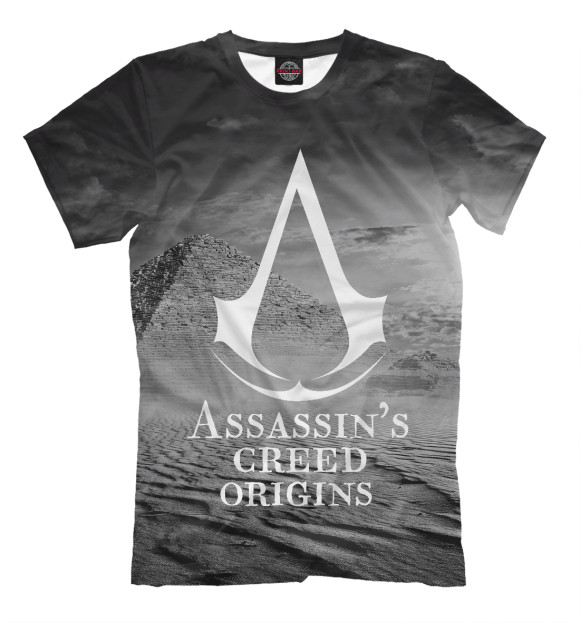 Мужская футболка с изображением Assassins creed origins цвета Серый