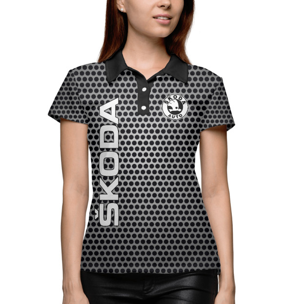 Женское поло с изображением Skoda цвета Белый