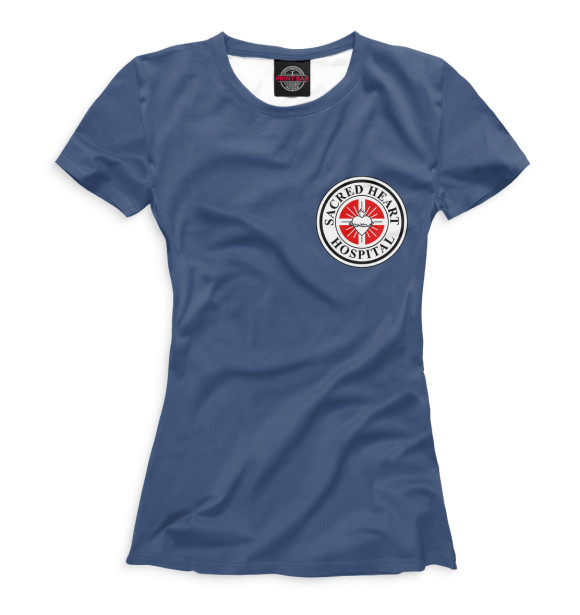 Женская футболка с изображением Клиника Sacred Heart цвета Белый