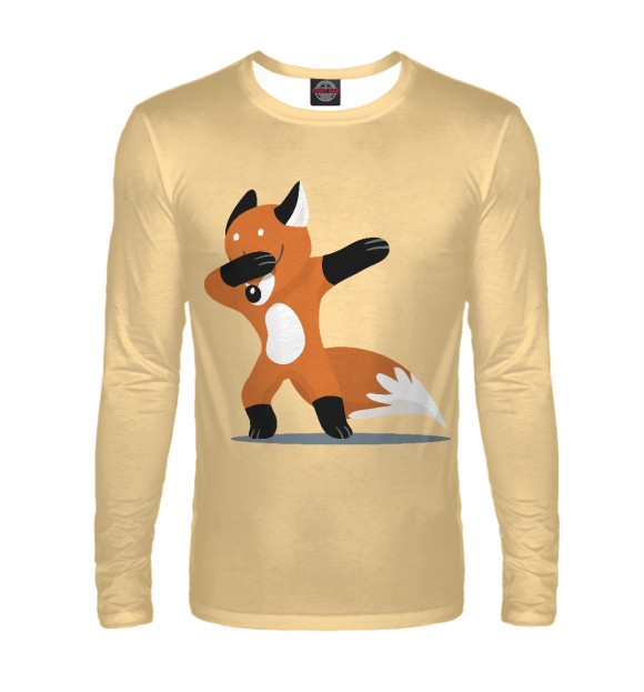 Мужской лонгслив с изображением Лисичка цвета Белый