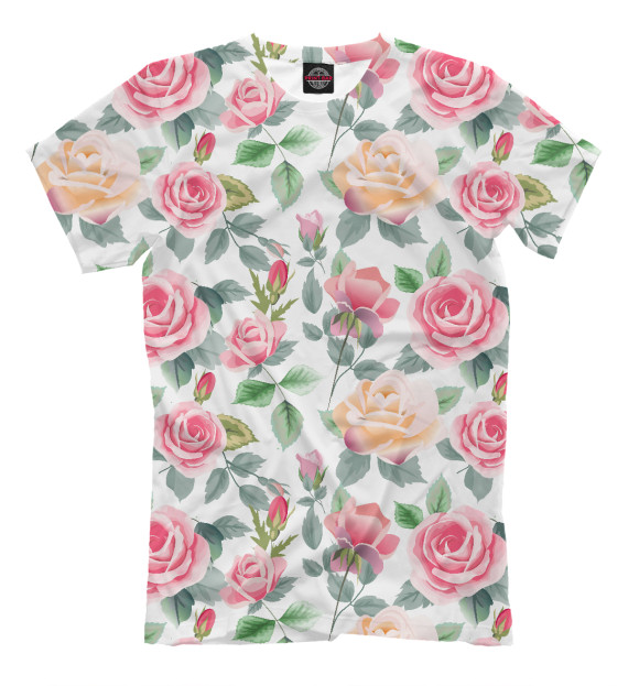 Мужская футболка с изображением розы цвета Молочно-белый
