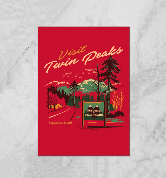 Плакат с изображением Visit Twin Peaks цвета Белый