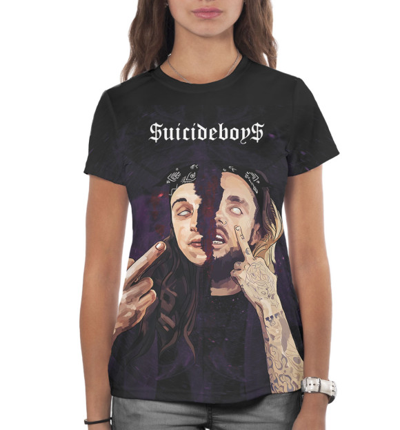 Женская футболка с изображением $UICIDEBOY$ цвета Белый