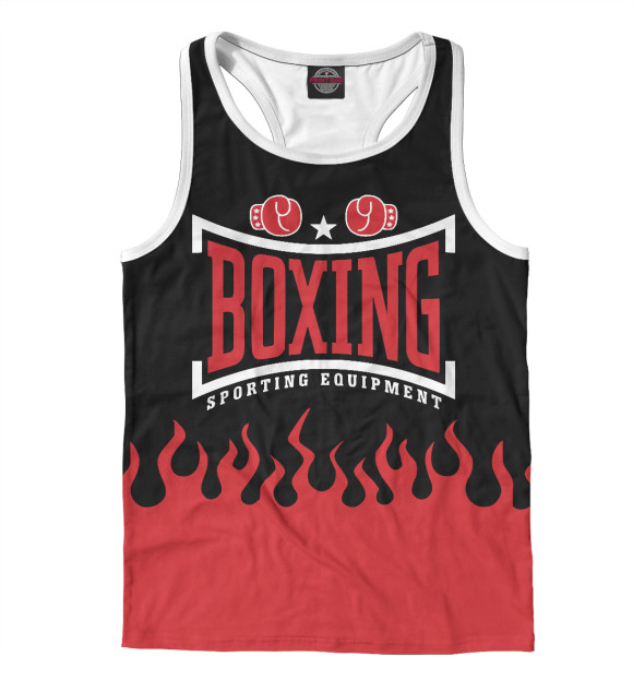 Мужская майка-борцовка с изображением Бокс цвета Белый