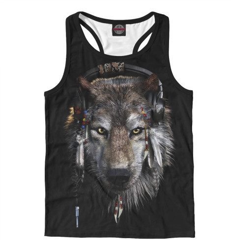 

Майки борцовки Print Bar, Белый, Волк в наушниках