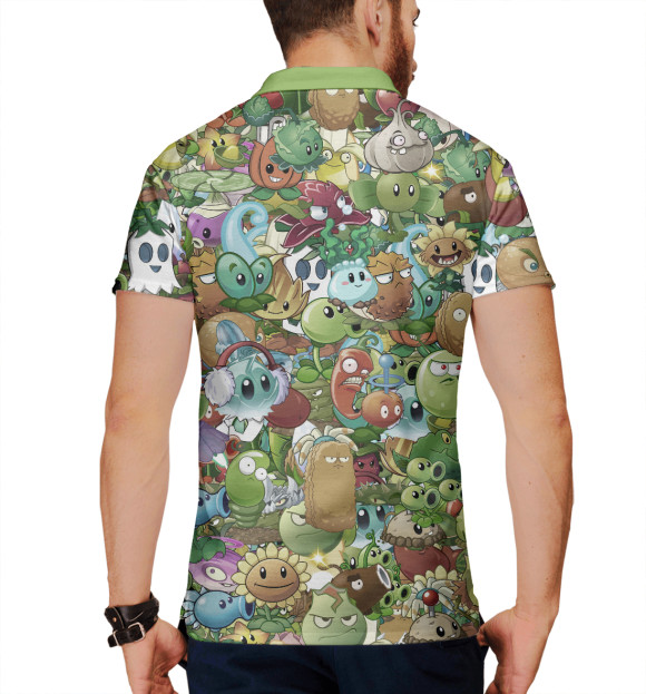 Мужское поло с изображением Plants vs Zombies цвета Белый