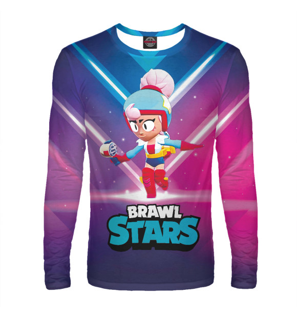 Мужской лонгслив с притом Джанет Janet BrawlStars цвета Белый Мужской лонгслив с изображением Джанет Janet BrawlStars цвета Белый