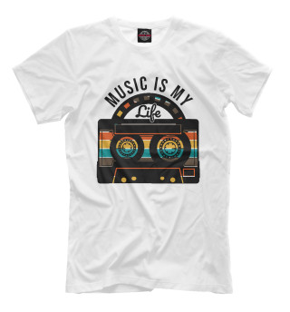 Мужская футболка Music is my life (касета)