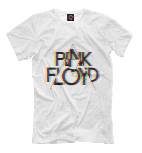 Мужская футболка с изображением Pink Floyd глитч цвета Белый