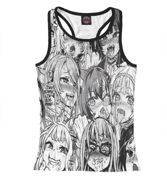 Женская майка-борцовка с изображением Ahegao | Ахэгао цвета Белый