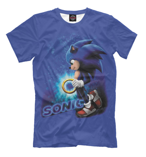 Мужская футболка с изображением Sonic цвета Белый