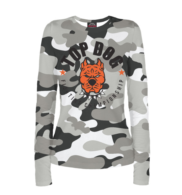 Женский лонгслив с изображением TOP DOG цвета Белый