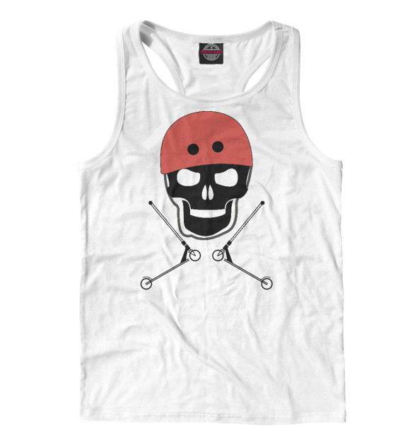 Мужская майка-борцовка с изображением Череп в шлеме цвета Белый