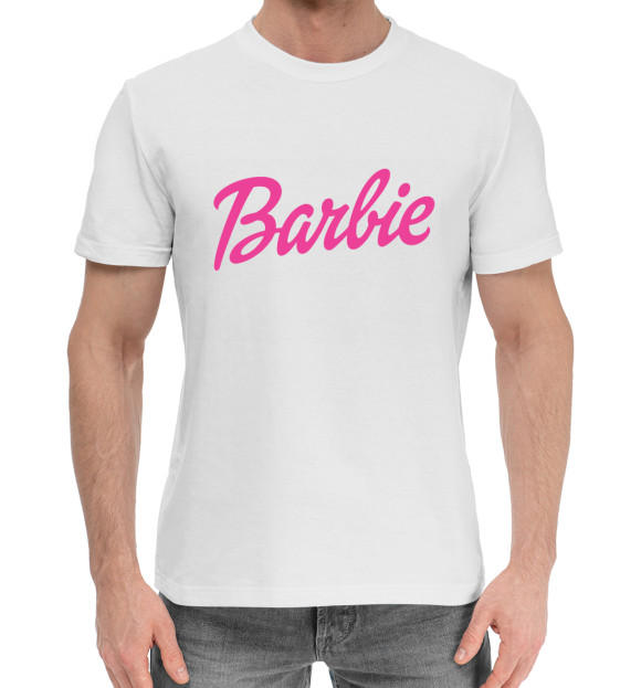 Мужская хлопковая футболка с изображением Barbie цвета Белый