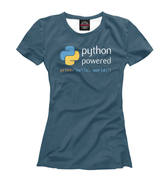 Футболка для девочек с изображением Python Powered Print Hello цвета Белый