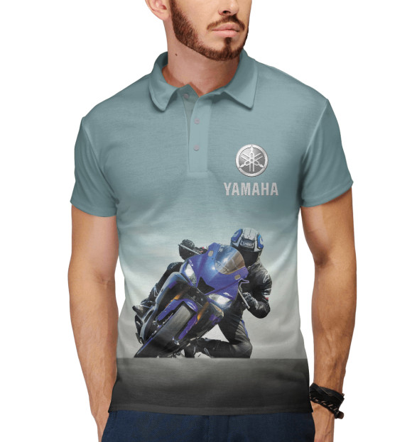 Мужское поло с изображением Yamaha цвета Белый