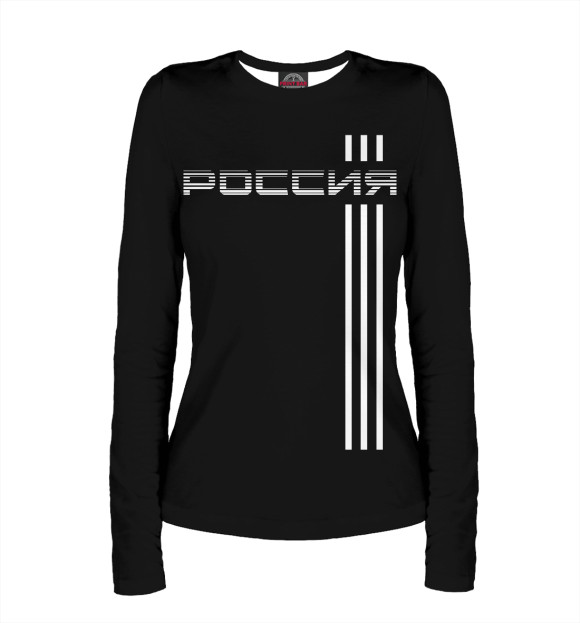Женский лонгслив с изображением Россия цвета Белый