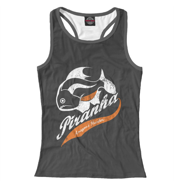 Женская майка-борцовка с изображением Пиранья цвета Белый