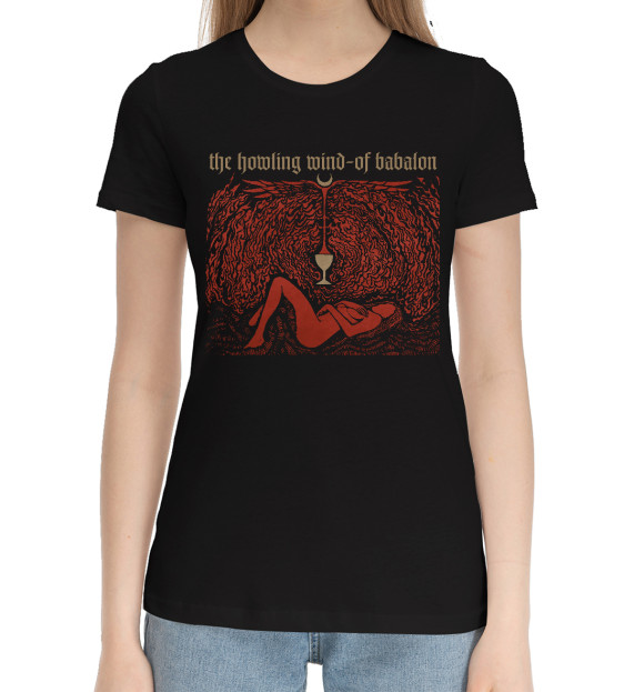 Женская хлопковая футболка с изображением Thehowlingwind цвета Черный
