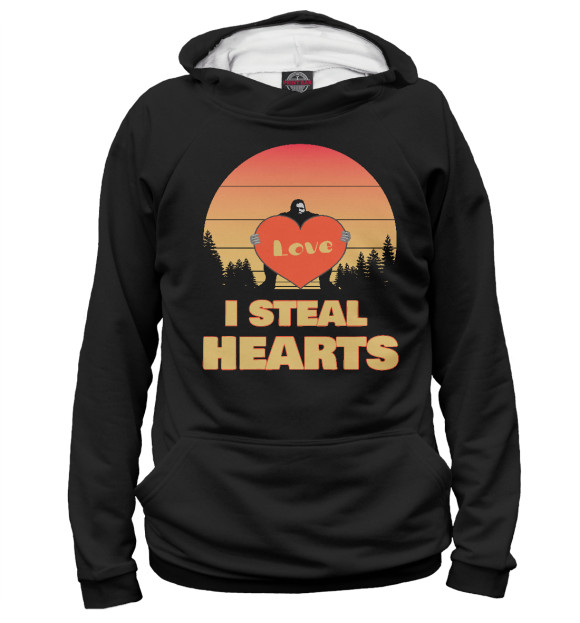 Мужское худи с изображением I steal hearts цвета Белый