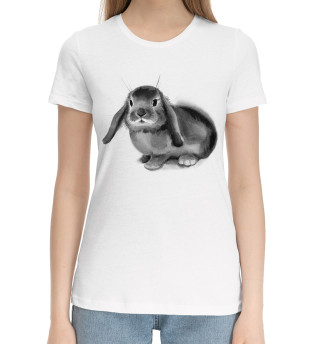 Хлопковая футболка для девочек Черный кролик Банни