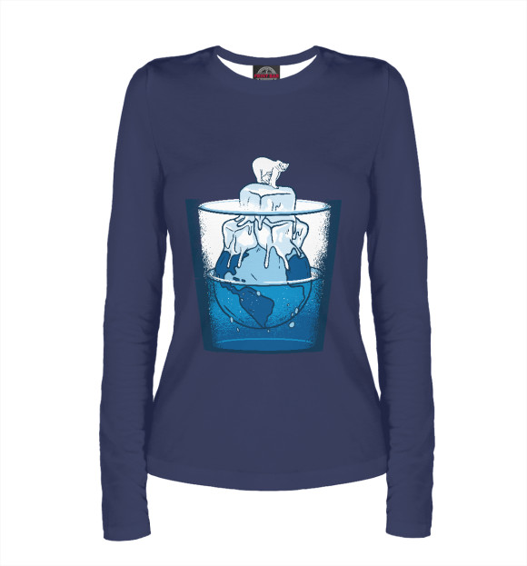 Женский лонгслив с изображением Ice bear цвета Белый