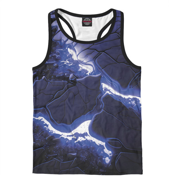 Мужская майка-борцовка с изображением Неоновая голубая лава цвета Белый