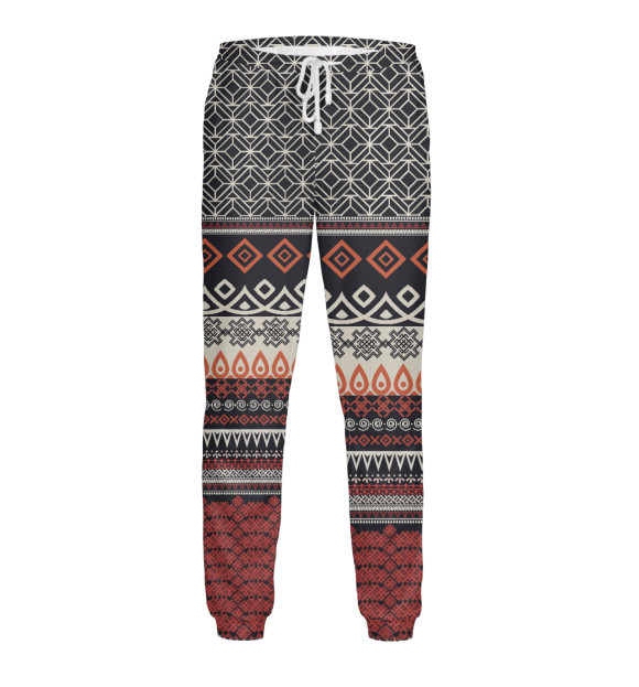 Мужские спортивные штаны с изображением Славянский узор цвета Белый