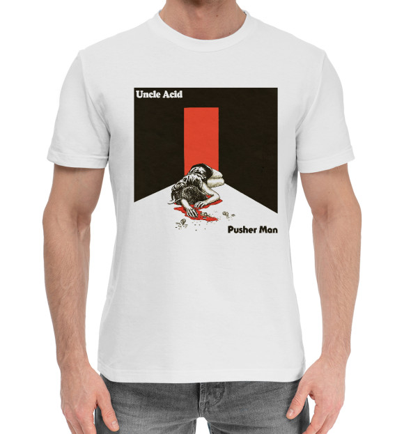 Мужская хлопковая футболка с изображением Uncle acid цвета Белый