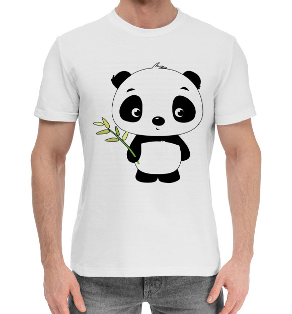 Мужская хлопковая футболка с изображением Панда цвета Белый