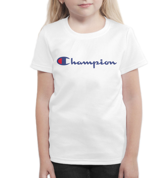 Футболка для девочек с изображением Champion цвета Белый