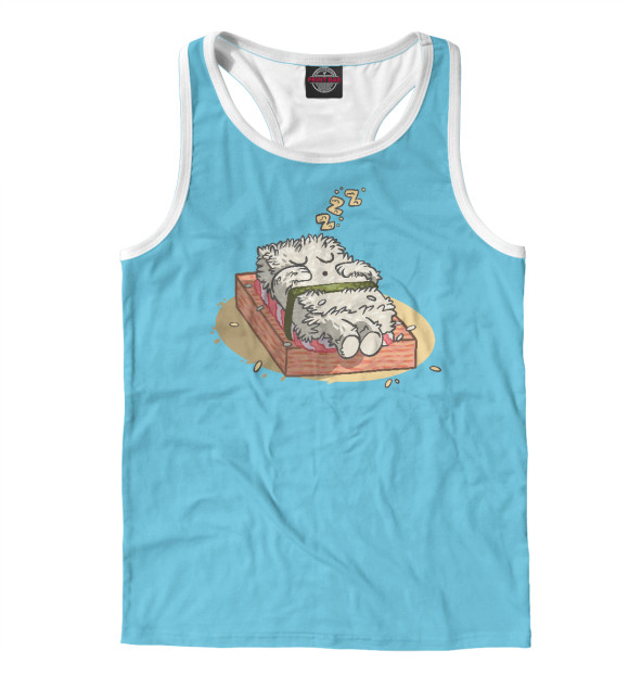 Мужская майка-борцовка с изображением Спящие суши цвета Белый