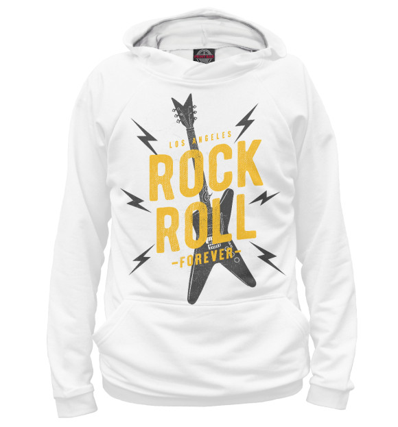 Мужское худи с изображением Rock'n'roll цвета Белый