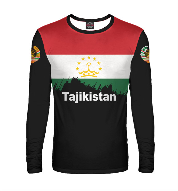 Мужской лонгслив с изображением Tajikistan цвета Белый